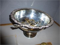Silver toned punch bowl
