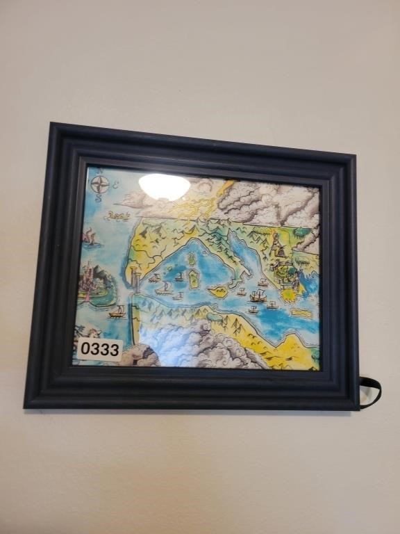 Framed Sailboat Map, Picture