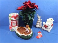 New Plush Throw, Artificial Poinsettia, Duck