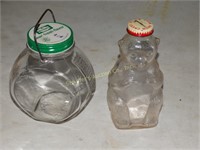 2-Vintage jars Mayonnaise & Snow bear bank, etc
