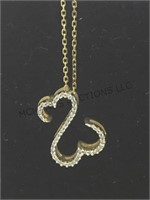 14 k gold & diamond open heart necklace