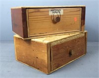2x Wood Box With Drawer