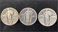 (3) Different Silver Standing Liberty Quarters