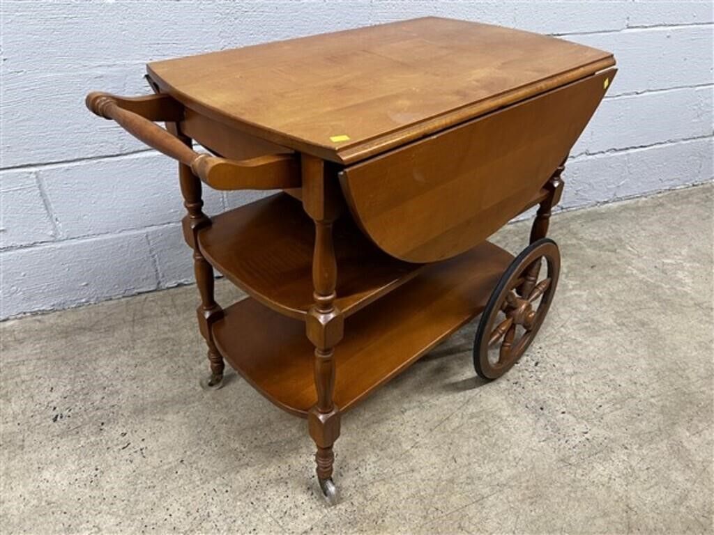 Wooden Rolling Tea Cart