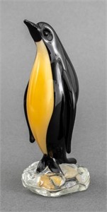 Murano Hand Blown Glass Penguin Figurine Sculpture