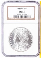 Coin 1883-CC  Morgan Silver Dollar NGC MS64