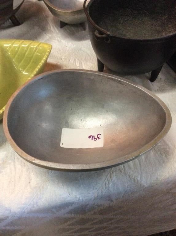 Egg shaped pewter dish