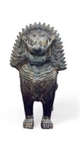 Large Painted Plaster Figure of a Foo Dog.