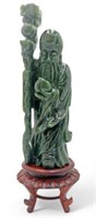 Spinach Green Jade Carving of a Chinese Immortal.