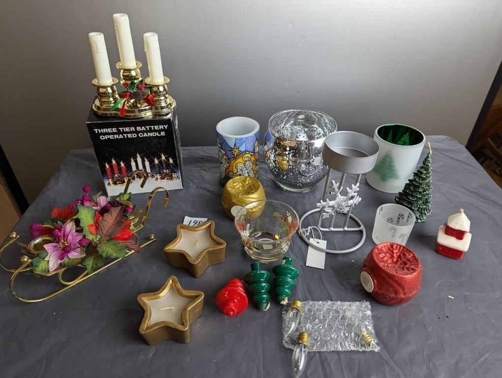 Various Lot of Christmas Candles/Holders