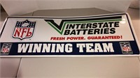 NFL Interstate Battery winning team sign 48"x 18"