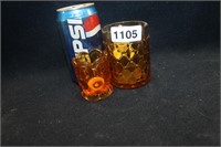 VINTAGE AMBER GLASS CANDLE HOLDERS