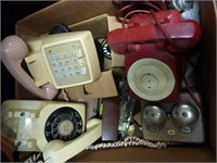 BOX OF ASSORTED VINTAGE PHONE PARTS
