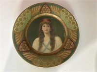 Victorian  tin portrait plate 10in
