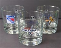 3 x Crown Royal NHL Clear Glass Tumblers