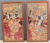 Pair of Mid Century Elegant Dining Wall Art Prints