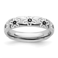 Sterling Silver  Enameled Flower Ring