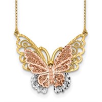 14k- Yellow and Rose Gold with Rhodium Butterfly