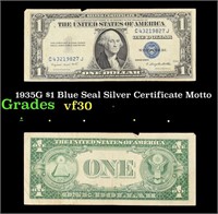 1935G $1 Blue Seal Silver Certificate Grades vf++