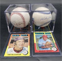 (D) Wilbur Wood and Tim Mccarver signed baseballs