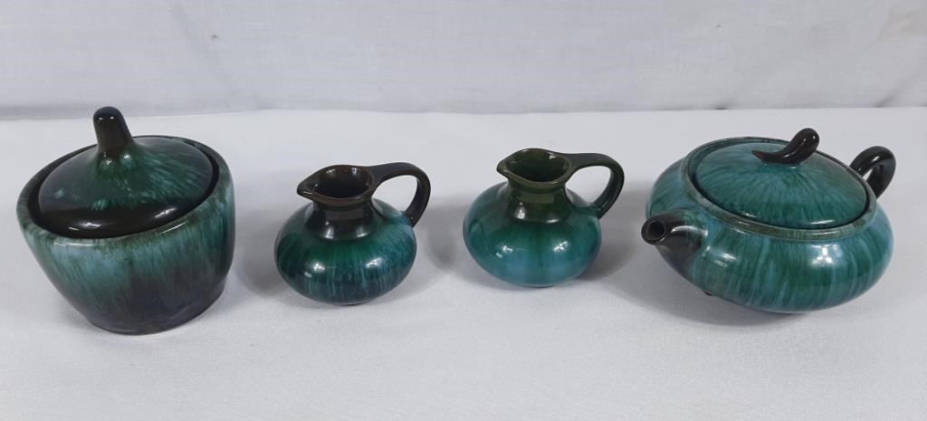 Decorative painted terracotta tea set