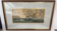 Antique 1867 English watercolor painting, the