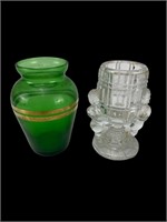 Hocking Green Vase and Peek A Boo Toothpick Holder