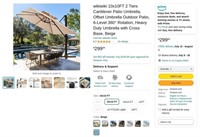 B6393  Wikiwiki Cantilever Patio Umbrella 10x10 F