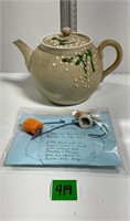 Vtg Japan Bankoware Teapot w/ Bird Drip Catcher