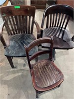 Antique wooden chairs. Basement
