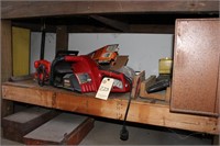 Electric chainsaw, sander, empty tool boxes