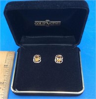 Beautiful 14 KT Gold Citrine Pierced Earrings