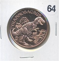 Tyrannosaurus One Ounce .999 Copper Round