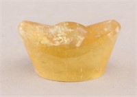 Chinese Calcite Stone Carved Ingot Paperweight