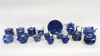 (16) pieces of early blue Staffordshire. Early