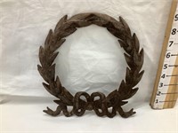 Ornate Cast Iron Wreath/Ribbon, 9 1/2”T