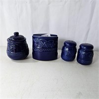 Cobalt Blue Table Set Napkin Holder S&P Shakers