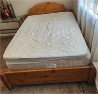 Full Size Solid Wood Bed Frame w/ Mattress Set &