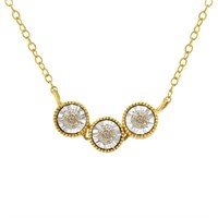 10k Gold-pl .25ct Diamond 3-circle Necklace
