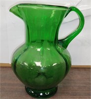 Vintage 8" Green Glass Pitcher