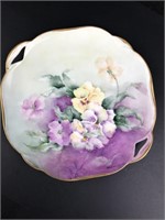Antique German Porcelain Floral Platter Signed