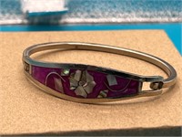 Inlaid Abalone Shell Sterling Bracelet