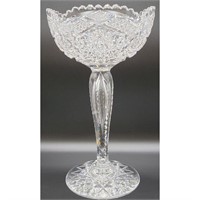 Exceptional Cut Glass Comport W/ 16 Point Hobstar