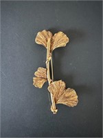 Golden Ginkgo Leaf Brooch by Anne Klien