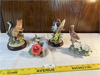 Lot of Birds & Squirrel Figurines by Andrea ETc