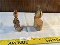 2 Hand Carved Bird Sculptures