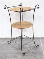 Wrought Iron Two-Tier Table w/ Round Weave Mats