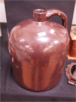 Handled brown jug, 12" high