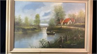 Oil on Canvas River Scene Signed Hurst