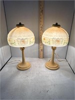 Pair of cast metal dresser lamps